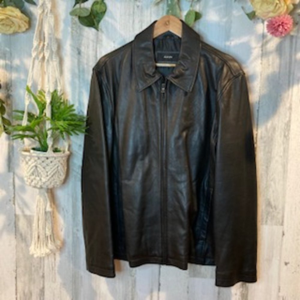 Alfani Men’s Black Leather Jacket M